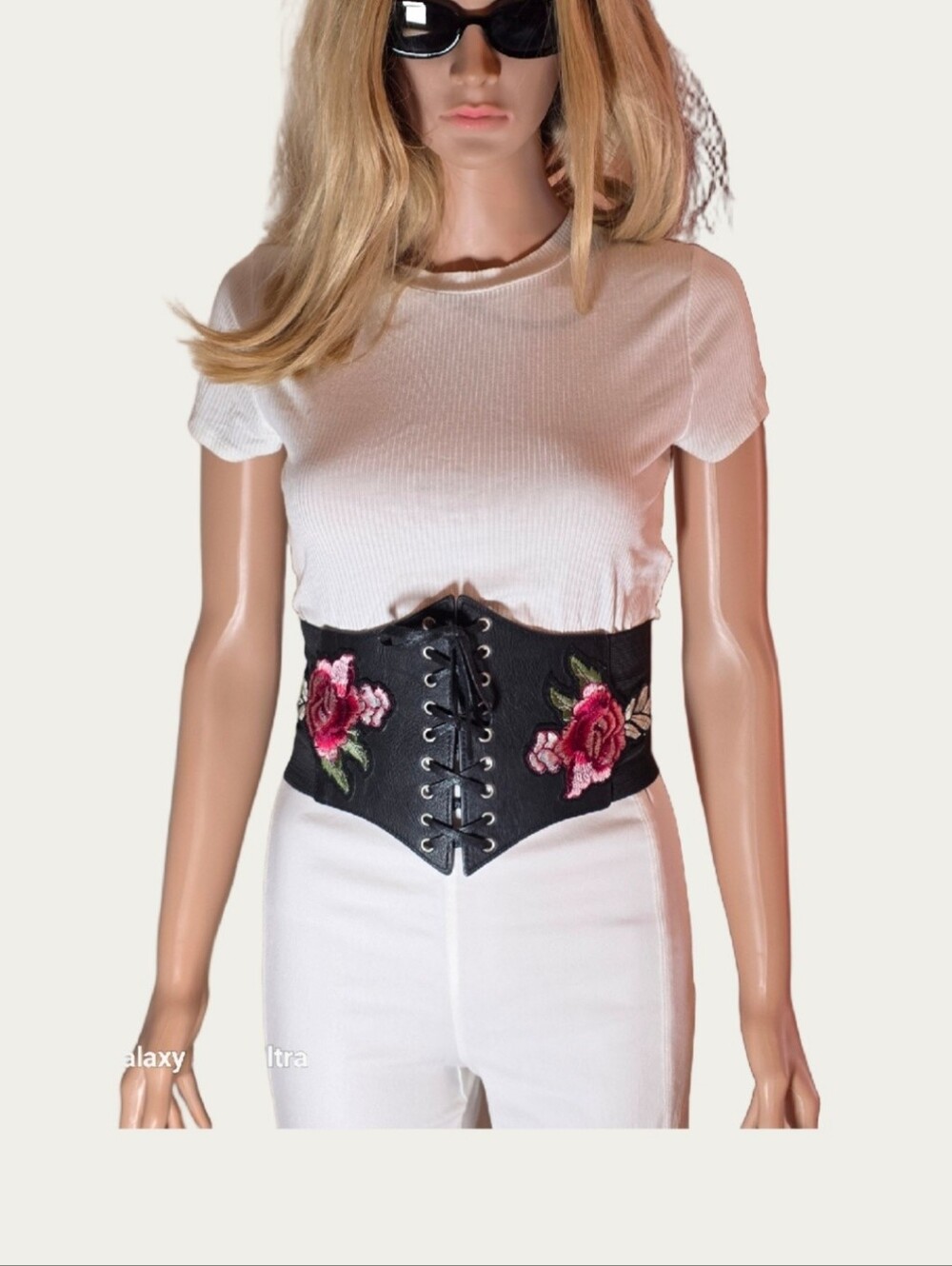 Boho Renaissance Rose Embroidered Corset Belt